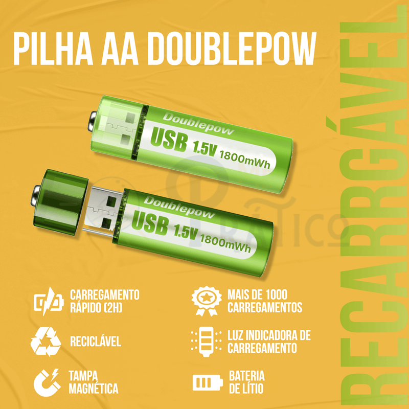 Pilha AA Doublepow USB