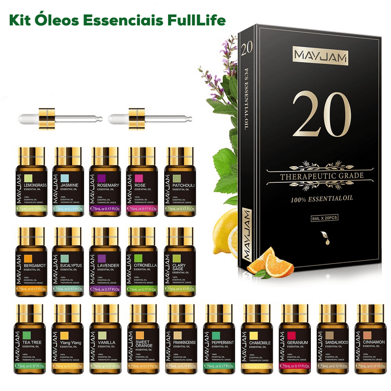 Kit Óleos Essenciais FullLife 20Pçs x 5ml