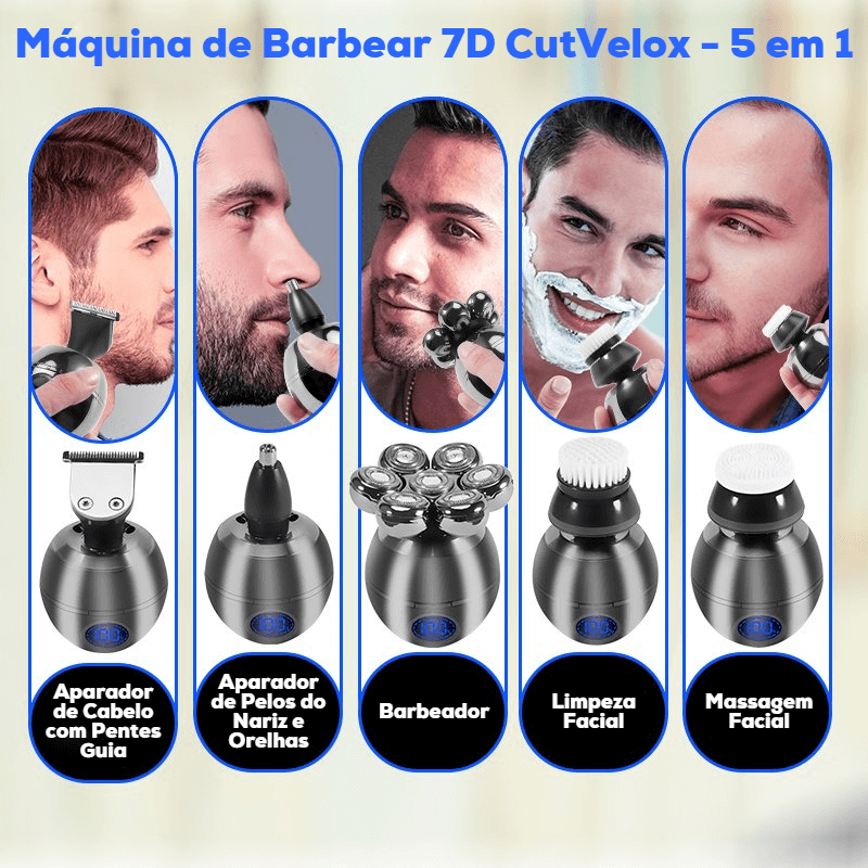 Máquina de Barbear 7D CutVelox - 5 em 1