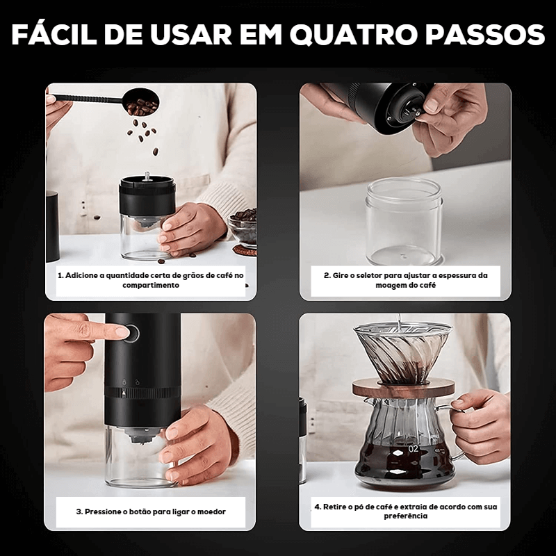 Moedor de Café Profissional Portátil GustoCafé